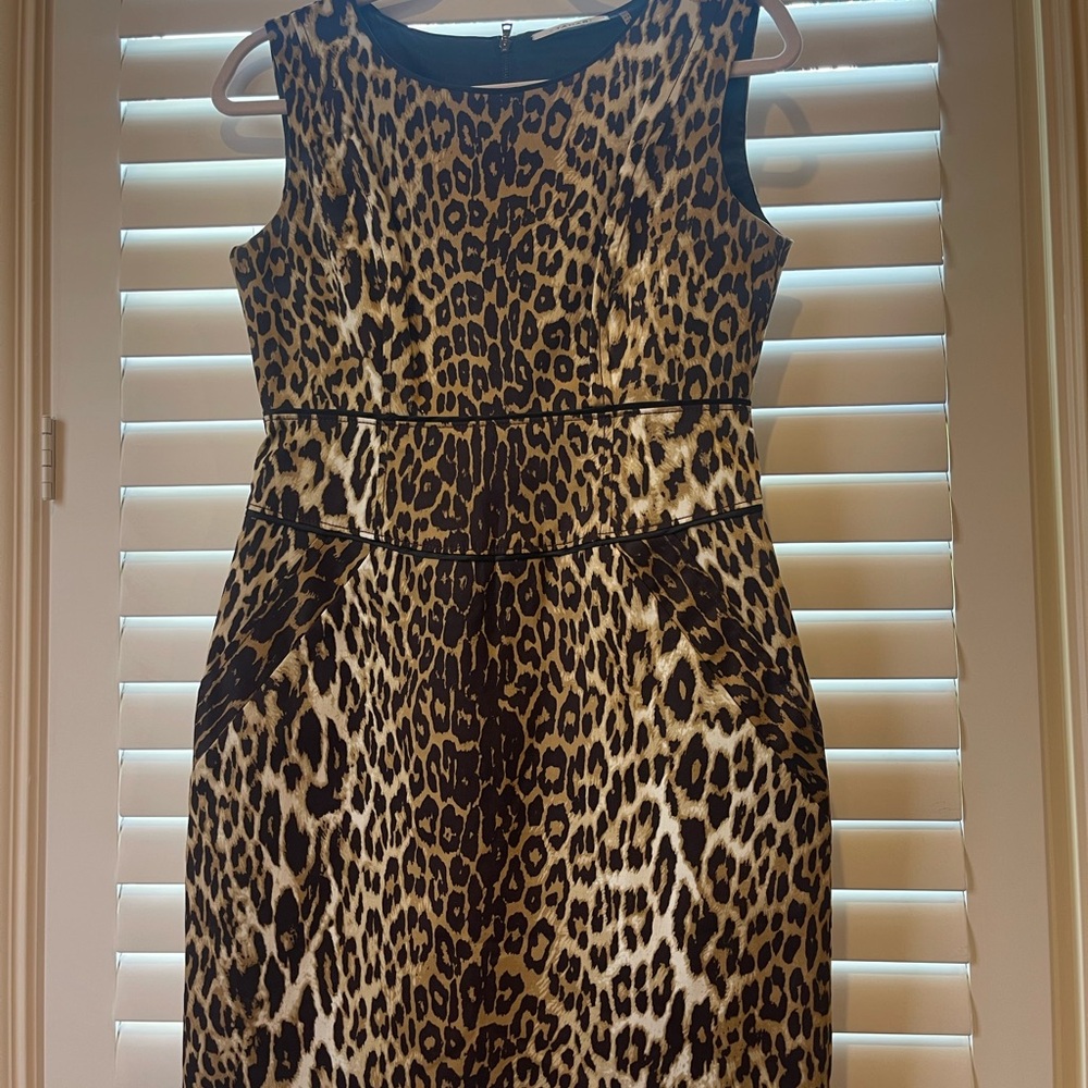 Leopard Print Sleeveless Sheath Dress - Brown/Black